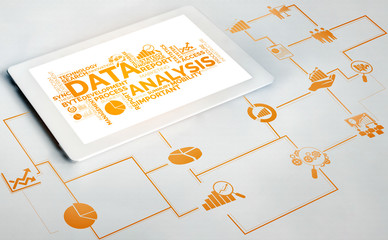 Data Analysis for Business and Finance Concept. Graphic interface showing future computer...