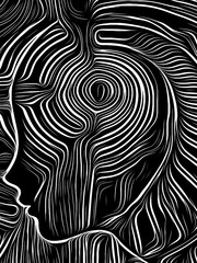 Fototapeta na wymiar Brain Swirl Woodcut