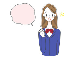 女子学生と吹き出しイラスト