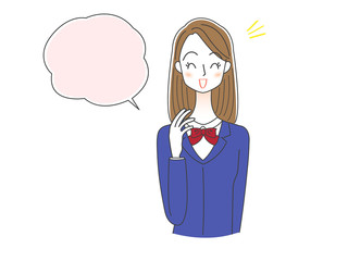 女子学生と吹き出しイラスト