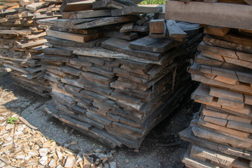 Taking photographs of wood plywood, used for making pellets