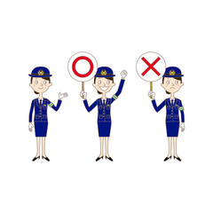 イラスト：日本の婦人警官　マルバツ
