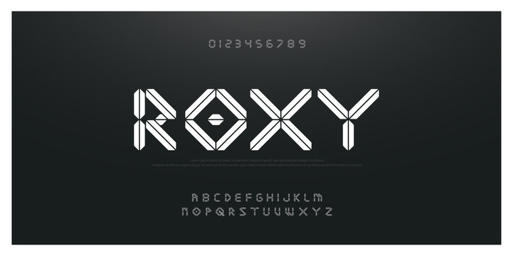 Abstract technology font, number alphabet type. techno and fashion fonts designs. Typography and numbers cinema, geame, movie concept. vector illustration