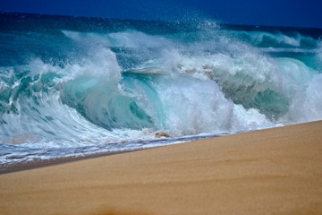 Waves crashing on the beach