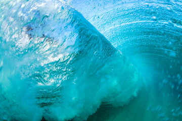 Behind the wave underwater