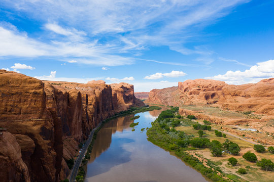 Cliffs and Colorado River in Moab, Utah