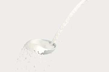 A bowl of milk and splashing liquid, 3d rendering.