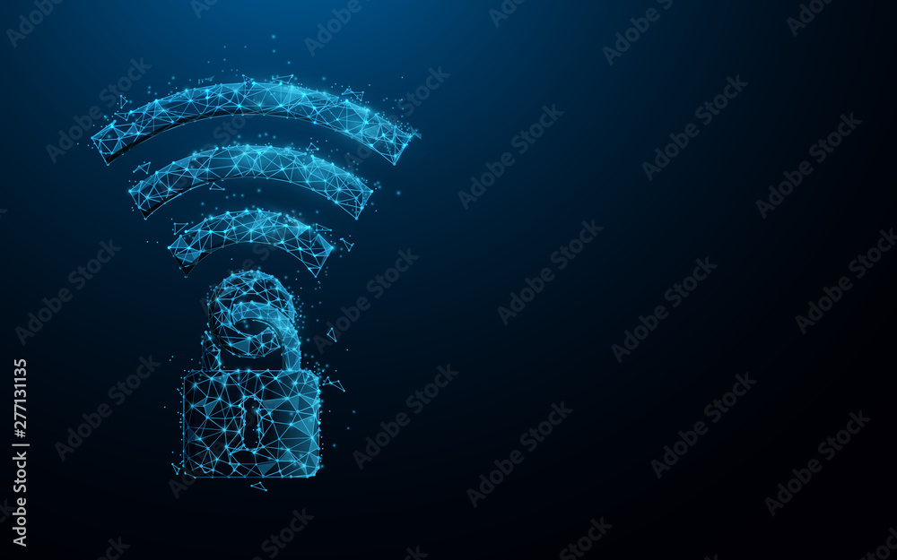 Fototapete wifi icon and padlock. security wifi internet and private network i concept. vpn - virtual private n
