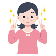 女の子　ピースのイラスト