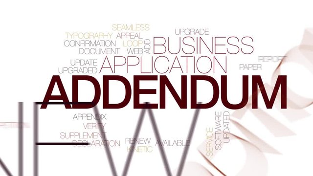 Addendum animated word cloud. Kinetic typography.