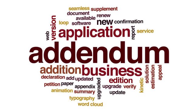 Addendum animated word cloud. Kinetic typography.