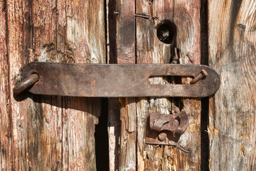 Texture old wood with metal latch