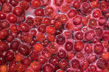 A lot of cherries cooked in sugar.