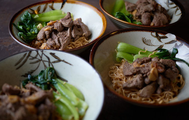 The bake liver on noodle serving in the bowl