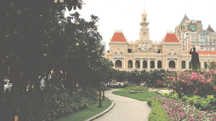 SAIGON, VIETNAM. 2019 Jun 19th. A Street of Le Thanh Ton District.