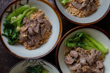 The bake liver on noodle serving in the bowl