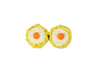 chinese pork and shrimp appetizer model from japanese clay on white background