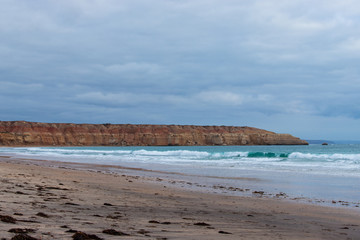 Cloudy view at Maslin Beach, Adelaide, South Australia.