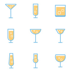 set of simple cocktails and alcohol drinks
