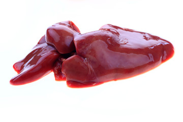 Chicken liver on a white background