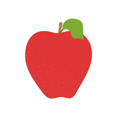 Red apple fruit with leaf isolated on white background. Hand drawn doodle vector sketch. Sweet food