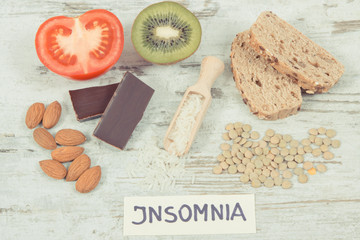 Healthy eating as source melatonin and tryptophan. Best food for insomnia problems