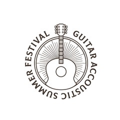 Guitar festival illustration line art logo design