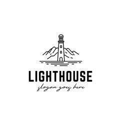 Classic lighthouse line art graphic logo design