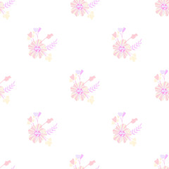 Abstract flowers seamless pattern for fabric design. Vector repeat illustrations. Romantic  twig and flora seamless pattern.Botanical wallpaper. Element decorative floral.