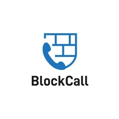 Fototapeta premium Phone call with block wall shield logo design