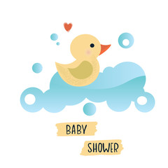 Vector illustrations with a cute yellow duck