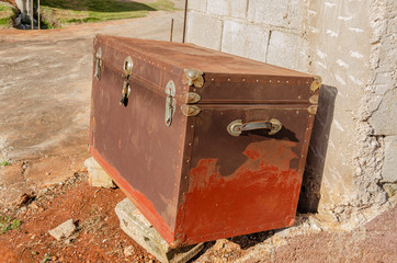 Side Of Old Metal Trunk