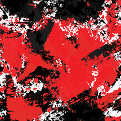 Seamless abstract background of paint strokes black, white, red. Texture for printing on fabric, business cards, posters.