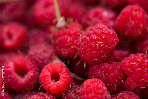 Bio Home Growth Raspberries Close Up Macro Shot Image For
