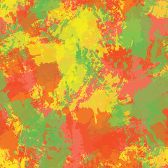 Seamless abstract background of paint strokes red, yellow, green.