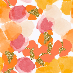 Color, abstract, diverse seamless pattern with colorful watercolor stains made in vector