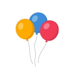 Bunch of balloons flying in the air. Happy birthday, party concept. Isolated vector illustration.