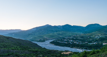 Fototapeta na wymiar Mountain village Lahij, located in north Azerbaijan at early morning