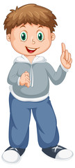 Happy boy character on white background