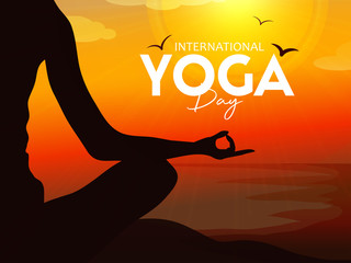 International yoga day web banner illustration
