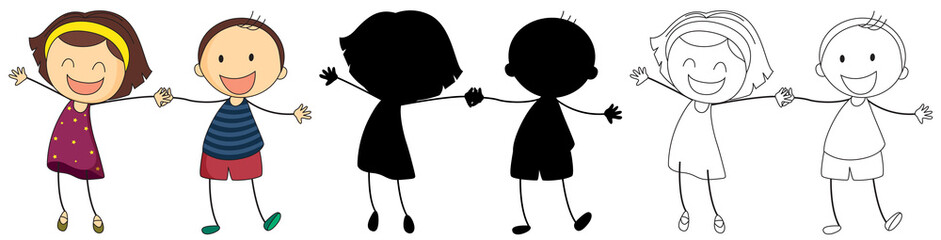 Set of doodle kids character