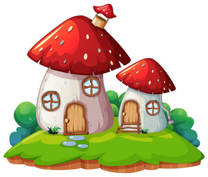 Mushroom home isolated scene