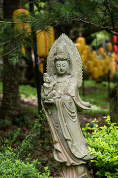 ancient stone bodhisattva statue