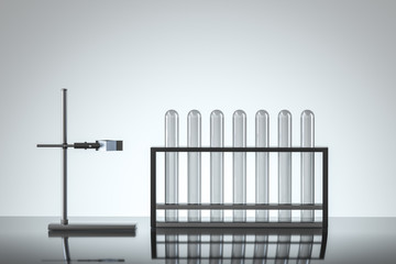 Chemical test tube in the lab, 3d rendering.