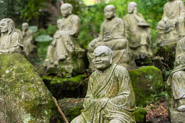 groups of buddhist arhat stone statue