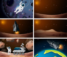 Set of different outer space scenes