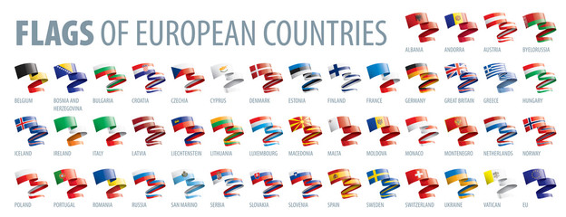 Set of flags of Europe. Vector illustration