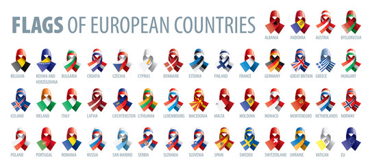 Fototapeta na wymiar Set of flags of Europe. Vector illustration