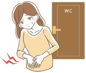 お腹に手をあてる女性 イラスト Wall Mural Wallpaper Murals さとめ