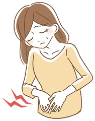 腹痛で悩む女性イラスト